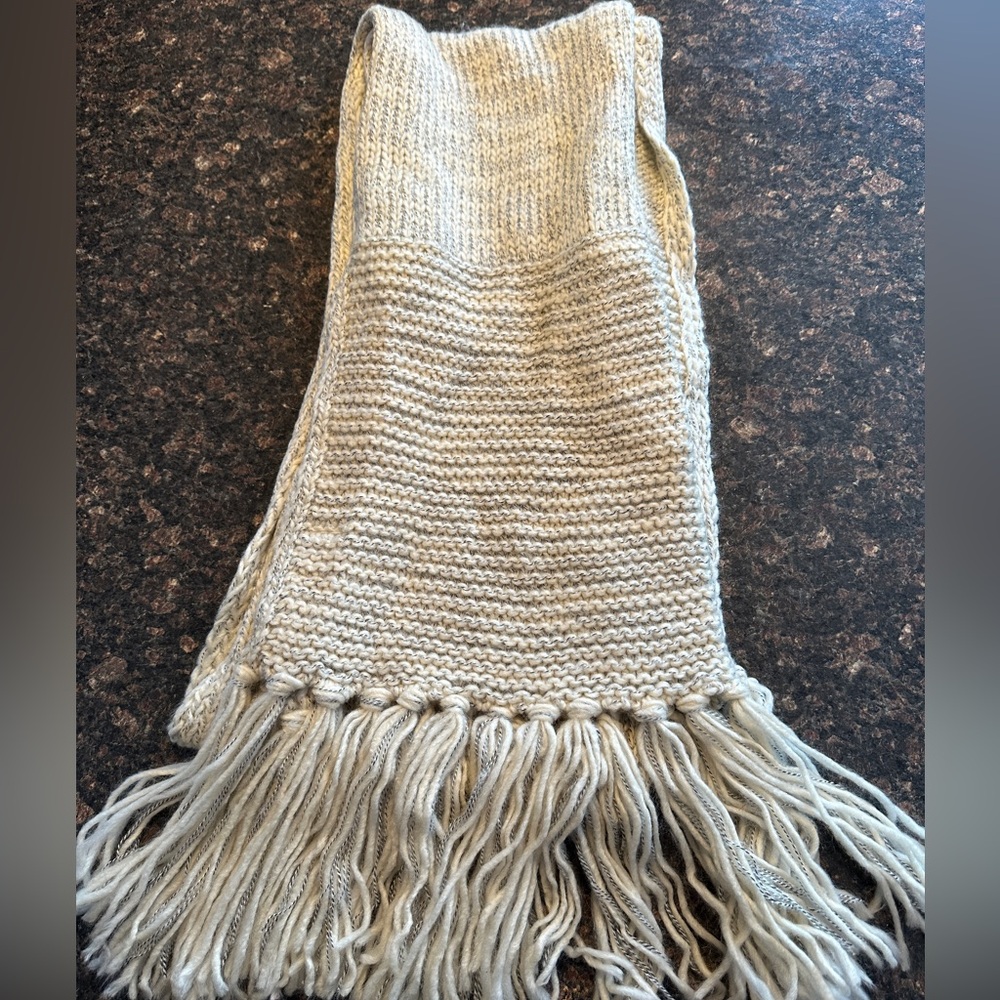 Universal Thread Cream Scarf with Black & White Accents | Soft Woven Scarf